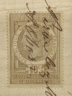 Timbre De QUITTANCES De 1881 (Dentelés) - Valeur: 10c - Sur Document De 1888 à NERAC - Oblitération Manuelle - Timbres