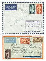 GRAND-LIBAN -  2  Courriers - PREMIER VOL AERO-POSTAL Damas-Marseilla Via Tunis 24/12/38 Et Liban Pour Natal Du 19/6/36 - Lettres & Documents