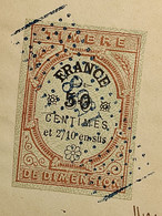 Timbre De DIMENSION De 1872 ( Dentelés) - Valeur: 50c&2/10 - Sur Document De 1873 & 74 à NERAC - Marche Da Bollo