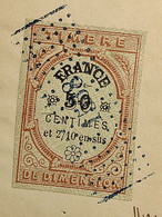 Timbre De DIMENSION De 1872 ( Dentelés) - Valeur: 50c&2/10 - Sur Document De 1873 & 74 à NERAC - Sellos