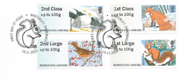 GB -  Post & GO Stamps (4)   2015 -  Fur & Feather   FDC Or  USED  "ON PIECE" - SEE NOTES  And Scans - 2011-2020 Decimal Issues