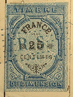 Timbre De DIMENSION De 1872 (Non Dentelés) - Valeur: 25c - Sur Document De 1885 à NERAC - Timbres