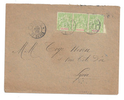 REUNION Env. Affr.n°46 Bande De 3 Oblit. ST-DENIS 16NOV. 03 Pour Lyon (timbres Superbe état) - Storia Postale