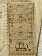 Timbre De COPIE Et EFFETS DE COMMERCES (Dentelés) - Sur Document De 1886 à BORDEAUX - Stamps