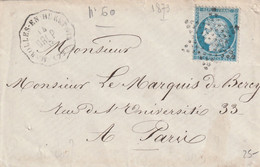 LETTRE MAROLLES EN HUREPOIX 1873 OBLITERATION ETOILE - 1871-1875 Ceres