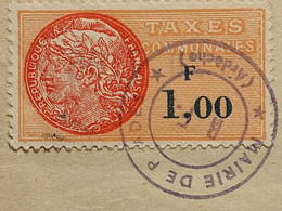 Timbre De "TAXES COMMUNALES" De 1963 - Valeur: 1,00 F - Sur Document De 1967 à Commune De PRADES - Stamps