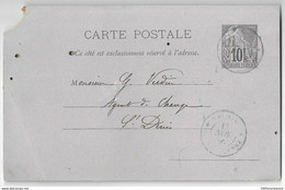 REUNION Carte Postale Entier 10c.Colonies Générales Saint-Pierre 15 NOV. 91 Pour Saint-Denis Arrivée Au Verso - Storia Postale