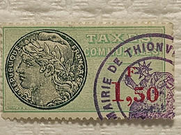 Timbre De "TAXES COMMUNALES" De 1963 - Valeur: 1,50 F + N°95884 Au Verso - Mairie De THIONVILLE - Timbres