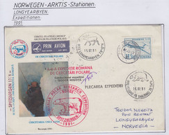 Spitsbergen 1991 Romanian Polar Research Expedition  Cover  Signature  Ca 15.7.1991 Longyearbyen (LO154B) - Expéditions Arctiques
