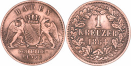 Allemagne - Grand Duché De Bade - 1864 - 1 Kreuzer - Friedrich I - 723 930 Ex. 10-081 - Taler Et Doppeltaler