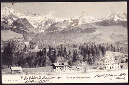 1908 Mit Bahnpost Gelaufene AK: La Gare De Grandvillard. Bahnhof. - Grandvillard