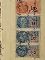 Timbre De "TIMBRE FISCAL" De 1936-58 - Valeur: 1,50,11 Et 23 FRANCS - Sur Document En 1950 à LYON - Stamps