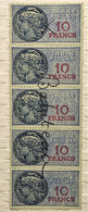 Timbre De "TIMBRE FISCAL" De 1936-58 - Valeur: 10 FRANCS - Bloc De 5 Vertical - Stamps