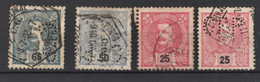 PORTUGAL Lot Roi Carlos 1898 : 25, 50 Et 65 Reis Cf Scans Oblitérés, Voir Perforés - Used Stamps