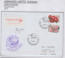 Spitsbergen 2003 Cover Wings Around The World Polar Flight Signature  Ca  Longyearbyen 19.5.2003 (LO158B) - Arctic Expeditions