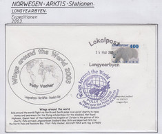 Spitsbergen 2003 Cover Wings Around The World Polar Flight  "Lokalpost"  Ca  Longyearbyen 25.5.2003 (LO159) - Arctic Expeditions