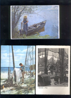 Germany, Ostsee, Fischer, Fisherman, Hafen, Lot Of 3 Postcards C18 - Pêche