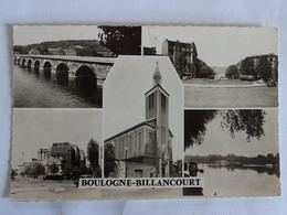 CP 92 Hauts De Seine - BOULOGNE BILLANCOURT - Le Pont De Sèvres, Le Rond Point De La Reine, L'église ... - Boulogne Billancourt