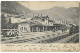 AIROLO: Bahnhof/Poststelle, Dampfzug, Postpersonal Mit Verladewagen 1904 - Airolo