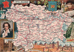 14812  CARTE GEOGRAPHIQUE DEPARTEMENTALE De L AUDE 11  (Recto-verso) - Andere & Zonder Classificatie