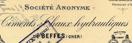 1906 CIMENTS CHAUX DE BEFFES Cher Pour Vairet Baudot Briqueterie Ciry Le Noble Saone Et Loire  Devneue Musée - 1900 – 1949