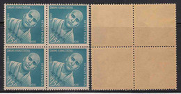 India 1966 MNH, Block Of 4, Swami Rama Tirtha, Prof.,of Mathematics, Vedanta Preacher, Hinduism Monk, - Blocks & Sheetlets