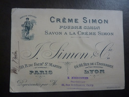 CARTE PUBLICITECREME SIMON POUDRE Et SAVON (F. Simon Et Cie) Autographe Messonnier Réprésentant PARIS -  (2022-OCT 258b) - Beauty Products