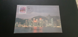 Hong Kong Maximum Card/ Carte Maximum : Night View, Harbour View,  Victoria Harbour, Aerogramme Stamp, Triple - Tarjetas – Máxima