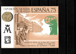 ESPAÑA, HOJA RECUERDO EXPOSICIÓN MUNDIAL DE FILATELIA ESPAÑA 75 - EDIFIL 35. - Feuillets Souvenir