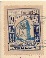 FRANCE => Vignette "Journée Du Timbre 1954 TOULON" Sur Carte Locale 12F + 3F Lavalette - Toulon 1954 - Expositions Philatéliques