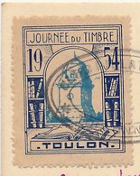 FRANCE => Vignette "Journée Du Timbre 1954 TOULON" Sur Carte Locale 12F + 3F Lavalette - Toulon 1954 - Philatelic Fairs