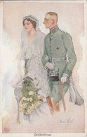 B9478) HANS LEU Signiert - HELDENBRAUT - Soldat In Uniform Mit Frau Im Brautkleid ALT ! - Leu, Hans