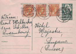 LUXEMBOURG - ENTIER POSTAL POUR LA SUISSE LE 24-4-1949 - AVEC COMPLEMENT D'AFFRANCHISSEMENT. - Interi Postali