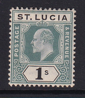 St Lucia: 1904/10   Edward   SG74    1/-  Green & Black   MH - Ste Lucie (...-1978)