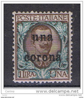 DALMAZIA:  1919  SOPRASTAMPATO -  1 C./£.1  BRUNO  E  VERDE  N. -  SASS. 1 - Dalmatia
