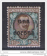 DALMAZIA:  1919  SOPRASTAMPATO -  1 C./£.1  BRUNO  E  VERDE  N. -  SASS. 1 - Dalmazia