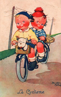 Illustration Béatrice Mallet - Le Cyclisme: Enfants Sur Tandem - Publicité Samaritaine - Carte Non Circulée - Mallet, B.