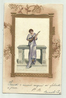 DONNA MENTRE SUONA UNO STRUMENTO, ILLUSTRATA IN RILIEVO - NV FP - 1900-1949