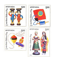 India 2010 Children's Day 4v Set Of Rs.5.00 Stamps MNH - Marionetas