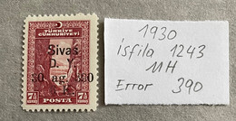 1930 Sivas-Ankara Railway Stamps Error   390 MH Isfila 1243 - Ungebraucht