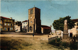 CPA St-JEAN-SOLEYMIEUX - Place Publique - Église Et Monument Aux Morts (166062) - Saint Jean Soleymieux