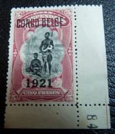 Belgian Congo Belge : 1921  -   N° 93A (*)  -    Cat.= 245,00€     RéCUPéRATION RARE COIN DE FEUILLE + NUMERO - Unused Stamps