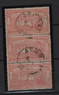 GREECE 1896 OLYMPIC GAMES ATHENS 25 LEPTA USED STAMP IN VERTICAL STRIP OF 3 - Usati