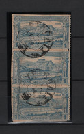 GREECE 1896 OLYMPIC GAMES ATHENS 1 DRACHMA USED STAMP IN ERTICAL STRIP OF 3 ON PIECE HARD TO FIND  HELLAS No 117 AND VAL - Usati