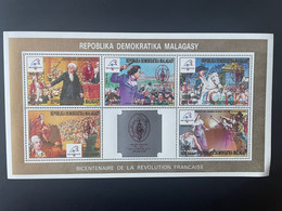 Madagascar Madagaskar 1989 / 1993 Mi. 1552 - 1556 Klb. Red Overprint Révolution Française République 1789 - Révolution Française