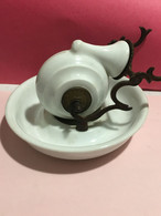 Encrier Siphoïde à Bascule, Escargot, Porcelaine De Paris, Armature BronzeXIXème - Encriers