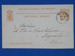 BH14 LUXEMBOURG   BELLE CARTE  ENTIER RR   1881 WILTZ A INGWILER FRANCE +AFF. INTERESSANT++ - Enteros Postales