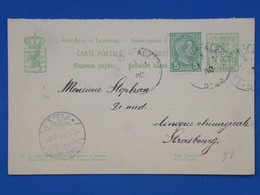 BH14 LUXEMBOURG   BELLE CARTE   ENTIER   1880  A STRASBOURG  FRANCE +AFF. INTERESSANT++ - Entiers Postaux