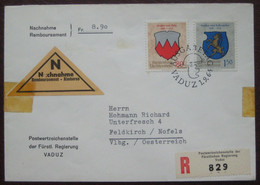 Liechtenstein Nachnahme Einschreiben FDC 1964 - Wappen (Grafen Von Sulz / Grafen Von Hohenems) Nach Feldkirch Nofels - Cartas & Documentos