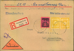 1946, Einschreiben Nachnahme Mit Interessanter Frankatur Ab DRESDEN - Sonstige & Ohne Zuordnung